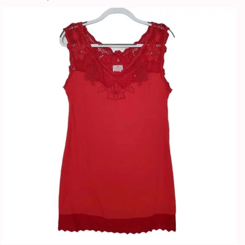 Free People Y2K Sleeveless Shift Dress with Crochet Detail